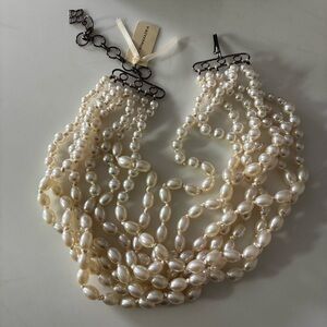 NWT BCBGMAXAZRIA Multi-Strand Pearl Choker Necklace Statement Collar 16–18”